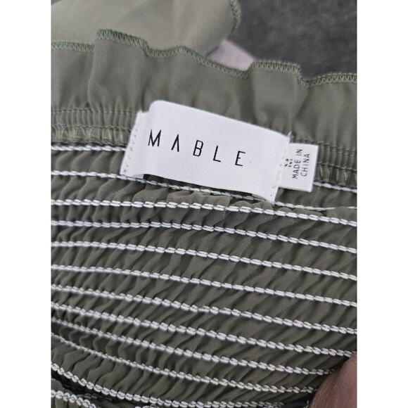 Mable Anthropologie Smocked Tiered Ruffled Olive Green Form Fitting Dress Sz M - Picture 6 of 11